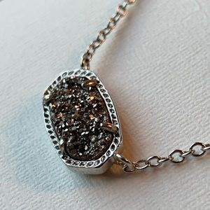 Kendra Scott Elisa Black & Silver Drusy Necklace
